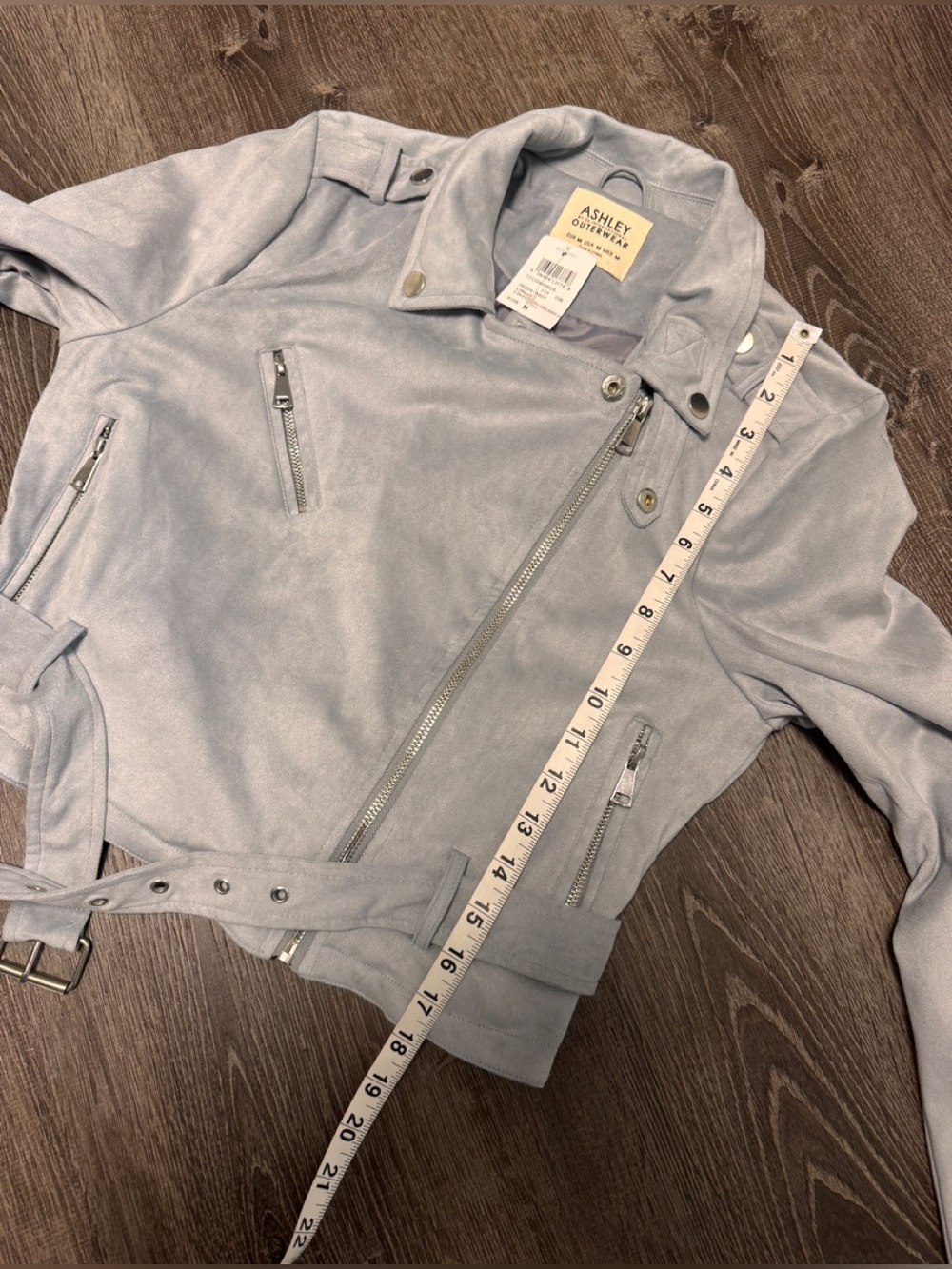 Ashley by 26 International Outerwear Cropped Moto Jacket Blue-Gray. Sz M. NWT! - Picture 9 of 12